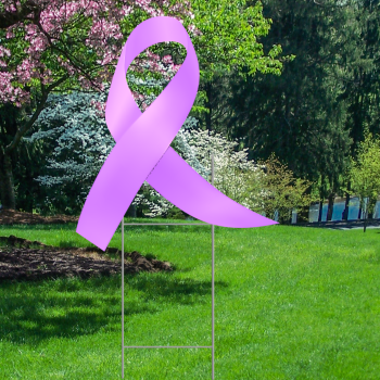 Cancer Ribbon Awareness Find Cure Hope Plastic Yard Sign Lawn Sign