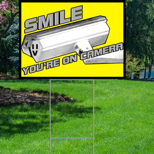 Smile You're On Camera Plastic Yard Sign Lawn Sign
