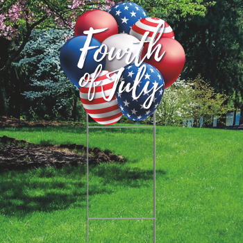 July 4th Balloons Stars Stripes Plastic Outdoor Yard Sign Decoration Cutout -$14.99