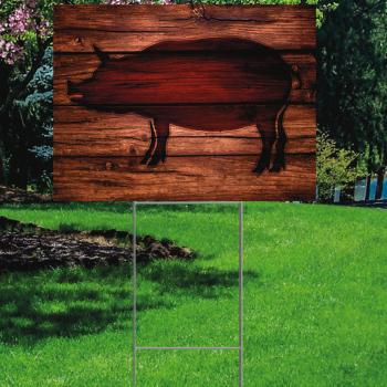 Pig Hog Pork Rustic Wood BBQ Plastic Outdoor Yard Sign Decoration Cutout -$14.99