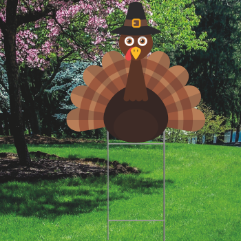 Thanksgiving Pilgrim Turkey Plastic Outdoor Yard Sign Decoration Cutout -$14.99