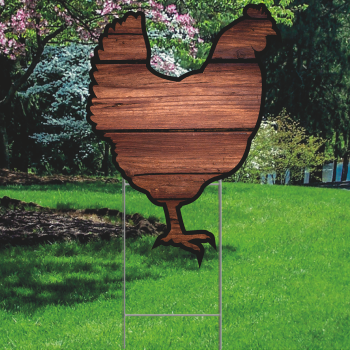 Chicken Rustic Wood Plastic Outdoor Yard Sign Decoration Cutout