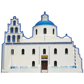 Blue Domed Church of Oia Santorini Greece Cardboard Cutout Standee Standup - $0.00