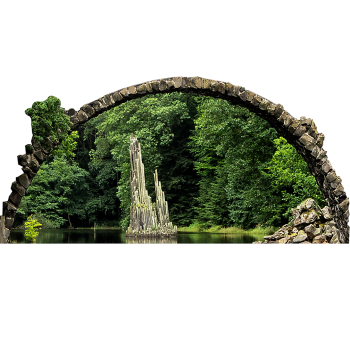 H13151 Rakotzbrücke Devil's Bridge Arch Germany With Water Reflection Piece Cardboard Cutout Standup Standee -$0.00