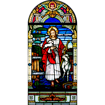 SP12831 Good Shepherd Jesus Lambs Church Stained Glass Cardboard Cutout Standup Standee