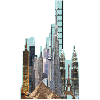 Worlds Tallest Structures Buildings Scale Model Cardboard Cutout Standee Standup -$0.00