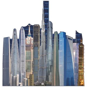 Worlds Tallest Buildings Top 12 Scale Model Cardboard Cutout Standee Standup - $0.00