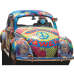 Hippie Bug Groovy Car Stand In 60s Flower Power Woodstock Cardboard Cutout Standee Standup