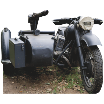German World War II Life Size Motorcycle Sidecar Mounted MG-42 Machine Gun Cardboard Cutout Standee Standup