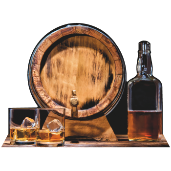 Oversized Whiskey Whisky Bourbon Scotch Keg Tap Barrel Bottle Glass Ice Cardboard Cutout Standee Standup -$0.00