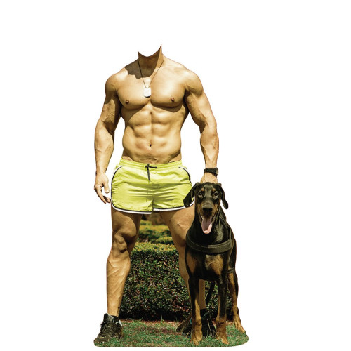 Life Size Dog Walker StandIn Cardboard Cutout 59.99 Great For