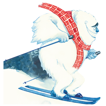 Skiing Yeti Cartoon Smiling Abominable Snowman