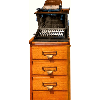 Typewriter on filing cabinet -$53.99