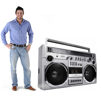 SP03001 1980s Silver Radio Boom Box Boombox Cassette Deck Stereo Cardboard Cutout Standee Standup -$49.95