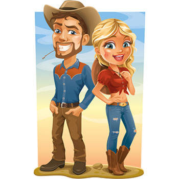 Cartoon Cowboy And Cowgirl CoupleR Cardboard Cutout -$53.99