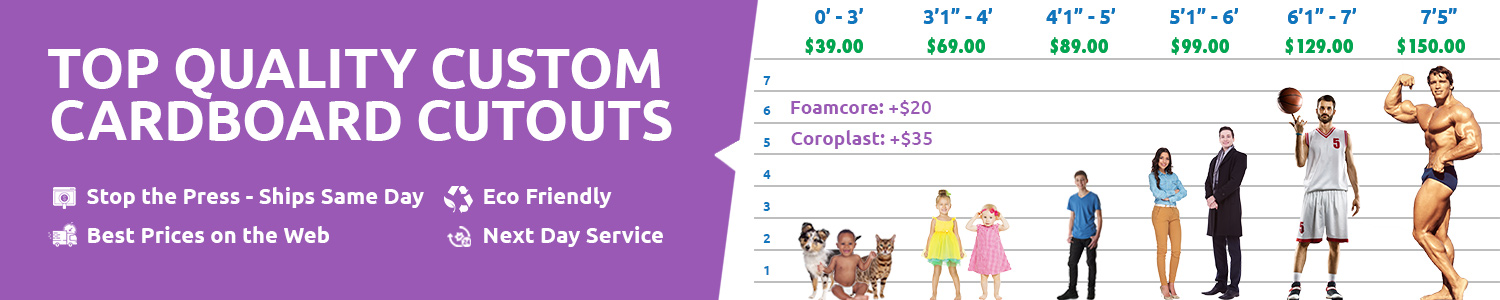 Pricing Chart for life size custom cutouts